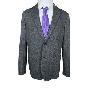 Uniqlo Herringbone Tweed Unstructured Sport Coat Men's L Charcoal Grey Blazer